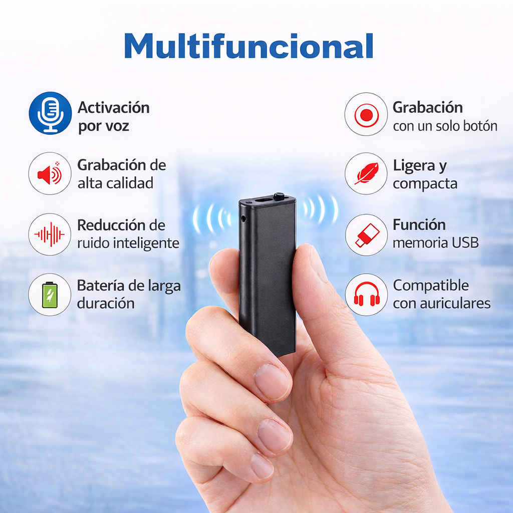 SpyRec™ – Mini Grabadora de Voz Espía Ultraportátil